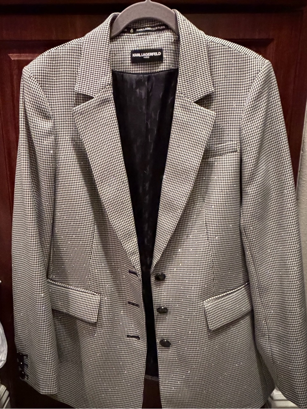 Karl Lagerfeld Black & White Houndstooth Blazer